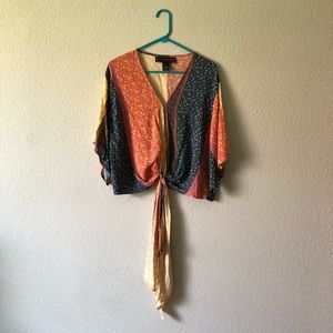 Poly & Esther Multi Colored Peasant Top